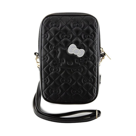 Hello Kitty Quilted Bows Strap - Crossbody bag for phone (black)