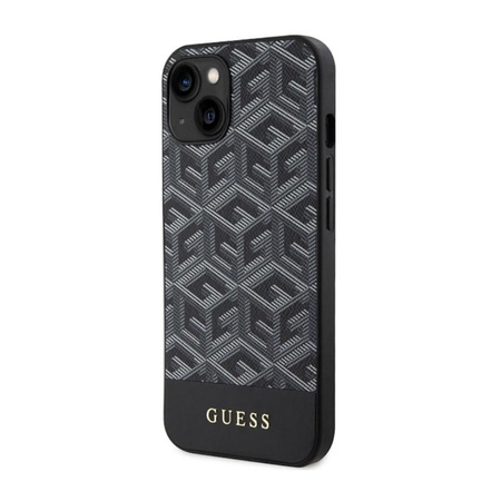 Pouzdro Guess GCube Stripes MagSafe - iPhone 14 (černé)