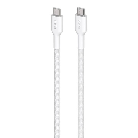 PURO Fabric - Odolný opletený kabel USB-C na USB-C 1,2 m (bílý)