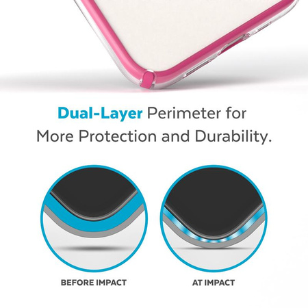 Speck Presidio Perfect-Clear with Impact Geometry + MagSafe - Etui iPhone 14 / iPhone 13 z powłoką MICROBAN (Clear / Digital Pink)