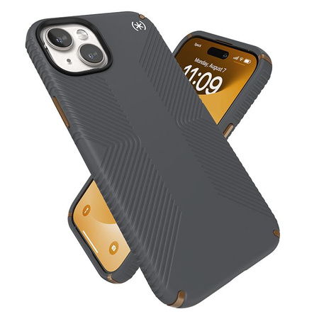 Speck Presidio2 Grip Magsafe - Tasche iPhone 15 Plus / iPhone 14 Plus (Holzkohle Grau / Cool Bronze / Weiß)