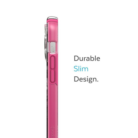 Speck Presidio Perfect-Clear mit Impact Geometry + MagSafe - iPhone 14 Pro Hülle mit MICROBAN Beschichtung (Klar / Digital Pink)
