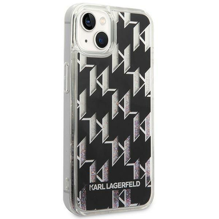 Karl Lagerfeld Monogram Liquid Glitter - Hülle für iPhone 14 (Schwarz)