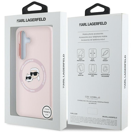 Karl Lagerfeld Silicone Double Heads And Circle MagSafe - Case for Samsung Galaxy S25+ (Pink)