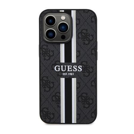 Guess 4G Gedruckte Streifen MagSafe - iPhone 13 Pro Tasche (Schwarz)