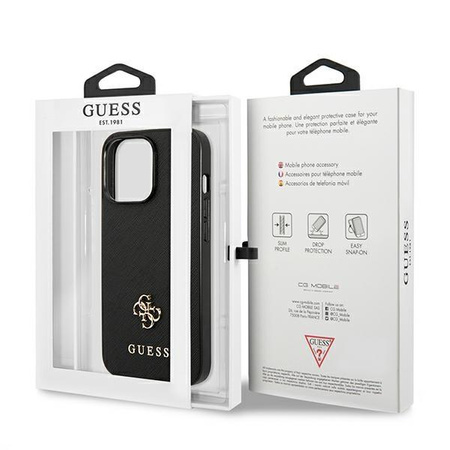 Guess Saffiano 4G Small Metal Logo - iPhone 13 Pro Case (black)