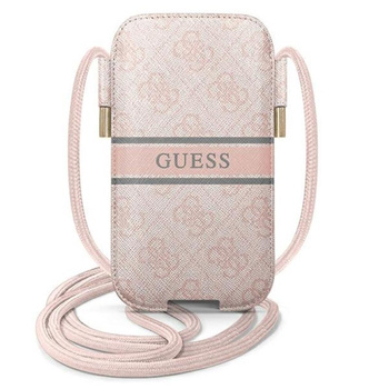 Pochette à rayures imprimées Guess 4G - S/M pochette pour téléphone max 6.1" (rose)