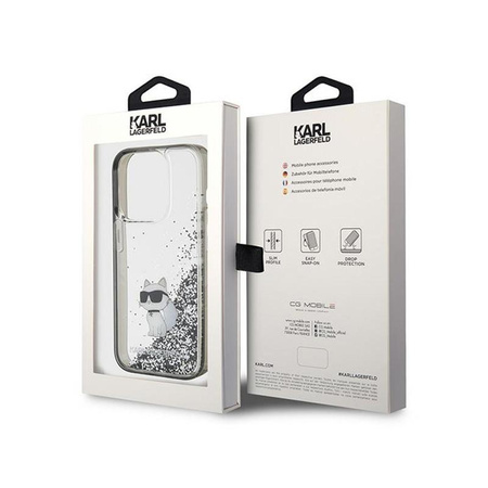 Karl Lagerfeld Liquid Glitter Choupette - iPhone 15 Pro Max Case (Transparent)