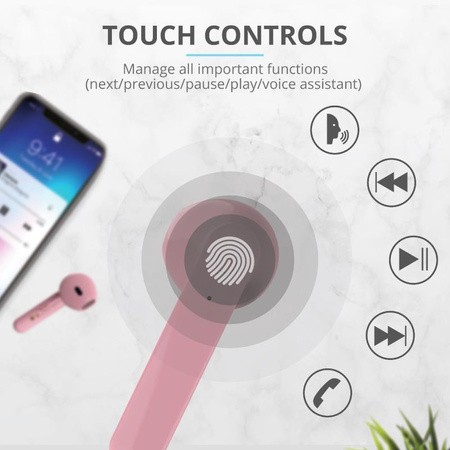Trust Primo Touch - Ecouteurs sans fil Bluetooth (rose)