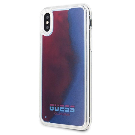 Guess California - pouzdro pro iPhone Xs / X (svítící ve tmě, pískové/červené)