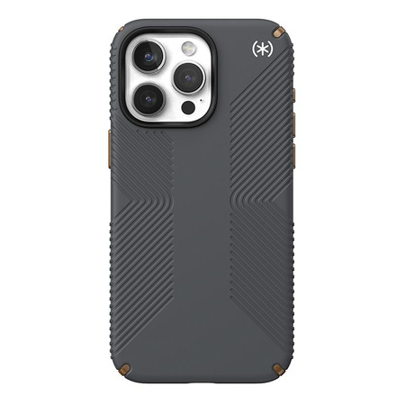 Speck Presidio2 Grip - Coque iPhone 15 Pro Max (Gris anthracite / Bronze froid / Blanc)