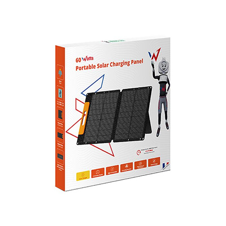Wonder Ws60 - Panneau solaire / chargeur solaire 60W avec sortie USB-C PD 30W & USB-A QC 18W (Noir)