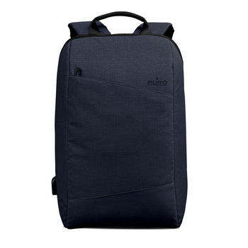 PURO Byday - Sac à dos avec port USB externe pour MacBook Pro 15" / Notebook 15.6" (bleu marine)