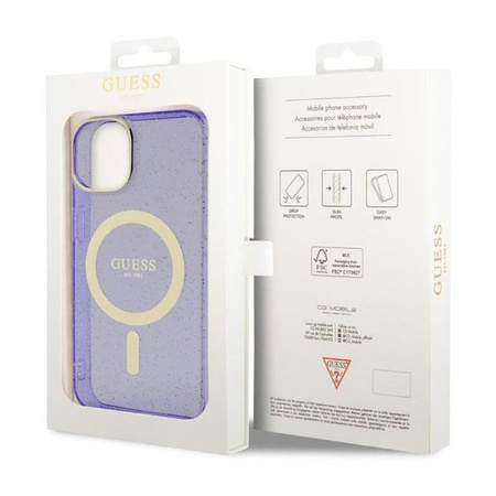 Guess Glitter Gold MagSafe - iPhone 14 Case (Purple)