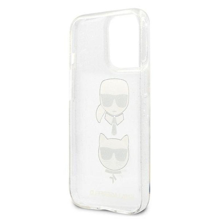 Karl Lagerfeld Glitter Karl & Choupette Head - Coque iPhone 13 Pro Max (argent)