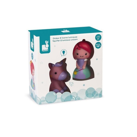 Janod - Princess and glowing unicorn bath figurine set