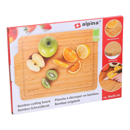 Alpina - Schneidebrett aus Bambusholz, 36 x 26 cm