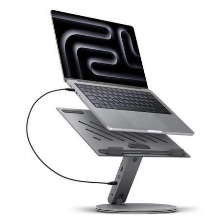 Spigen LD204H Laptop Stand Hub - Laptop Stand with 6-in-1 Hub (Space Grey)