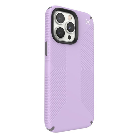 Speck Presidio2 Grip - Anti-Rutsch-Hülle für iPhone 14 Pro Max (Frühling Lila / Wolkengrau / Weiß)