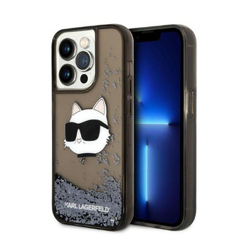 Karl Lagerfeld Liquid Glitter NFT Choupette Head - pouzdro pro iPhone 14 Pro (černé)