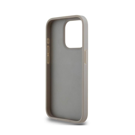 DKNY Leather Mono Stripe & Metal Logo - iPhone 15 Pro Case (beige)