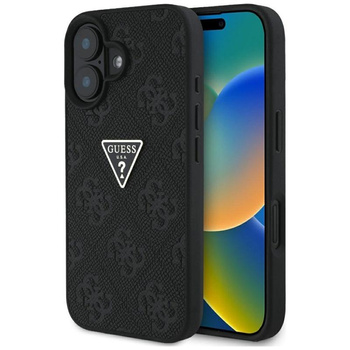 Guess Hot Stamp 4G Pattern Triangle Metal Logo - Case for iPhone 16 (black)