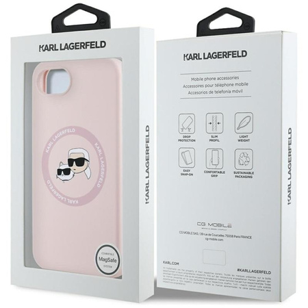 Karl Lagerfeld Silicone Karl & Choupette Heads MagSafe - Coque pour iPhone 16e (rose)