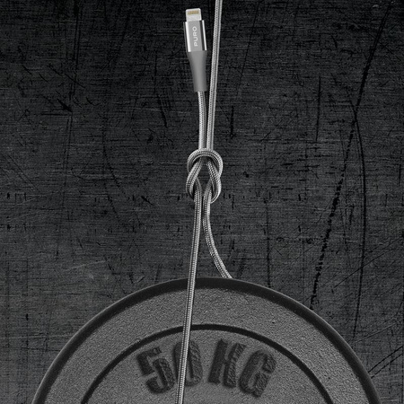 PURO Fabric K2 - Heavy Duty geflochtenes USB-A/Lightning MFi Kabel 1.2m (Space Grau)