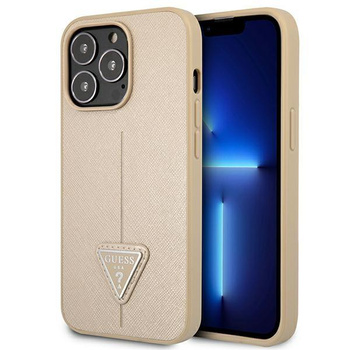 Guess SaffianoTriangle Logo Case - Pouzdro pro iPhone 13 Pro (béžové)