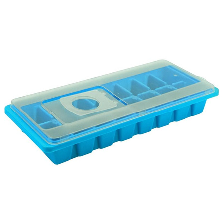 Eiswürfelschale mit Deckel, 16 Eiswürfel (Blau)