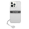 Guess 4G Stripe Grey Charm - Case for iPhone 13 Pro (Transparent)
