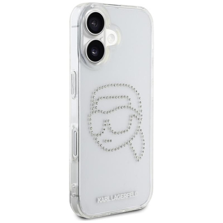 Karl Lagerfeld IML Rhinestones Karl Head - Hülle für iPhone 16 (Transparent)