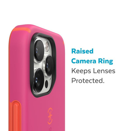 Speck CandyShell Pro + MagSafe - Coque pour iPhone 14 Pro avec revêtement MICROBAN (Digital Pink / Energy Red)