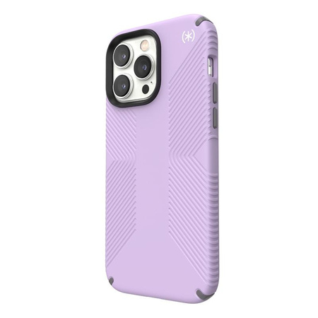 Speck Presidio2 Grip - Anti-Rutsch-Hülle für iPhone 14 Pro Max (Frühling Lila / Wolkengrau / Weiß)