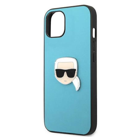 Karl Lagerfeld PU Leather Karl's Head Metal - étui pour iPhone 13 mini (bleu)