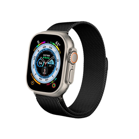 Crong Milano Steel - Pasek ze stali nierdzewnej do Apple Watch 44/45/46/49 mm (czarny)