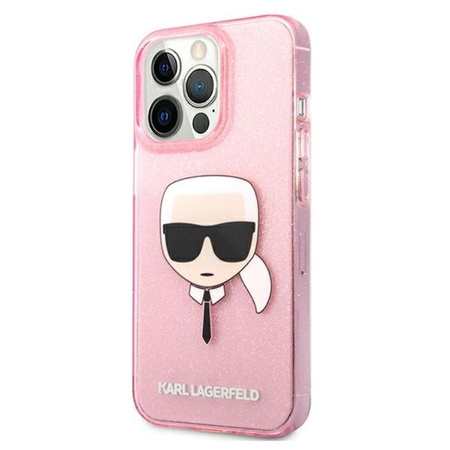 Karl Lagerfeld Karl’s Head Glitter - Etui iPhone 13 Pro (różowy)