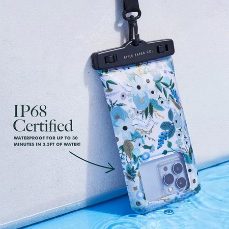 Rifle Paper Waterproof Floating Pouch - Étui étanche pour smartphones jusqu'à 6,7" (Garden Party Blue)