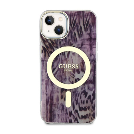 Guess Leopard MagSafe - Coque iPhone 14 (Rose)