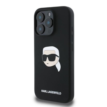 Karl Lagerfeld Silikon Karl Kopf Druck MagSafe - iPhone 16 Pro Max Hülle (schwarz)
