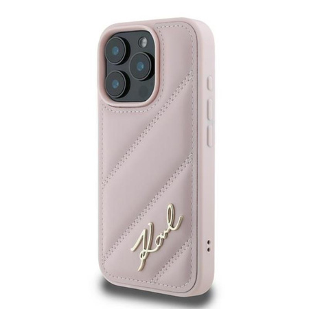 Karl Lagerfeld Quilted Signature - Coque iPhone 16 Pro Max (rose)