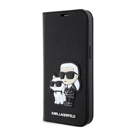 Karl Lagerfeld Booktype NFT Saffiano Karl & Choupette - iPhone 14 Pro Max Tasche (Schwarz)