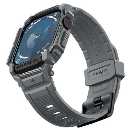 Spigen Rugged Armor Pro - Bracelet avec étui pour Apple Watch 10 46 mm (Gris foncé)