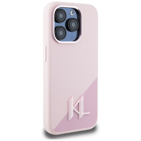 Karl Lagerfeld Silikon Shadow Metal Initial MagSafe - Hülle für iPhone 15 Pro Max (rosa)