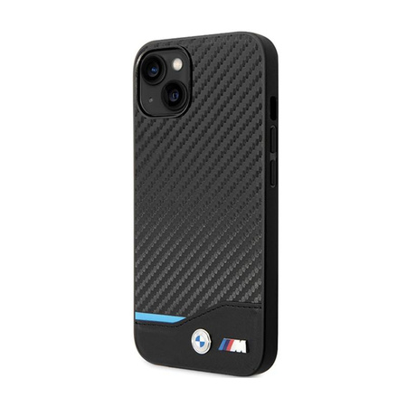 BMW Leather Carbon Blue Line - Coque pour iPhone 13 (Noir)