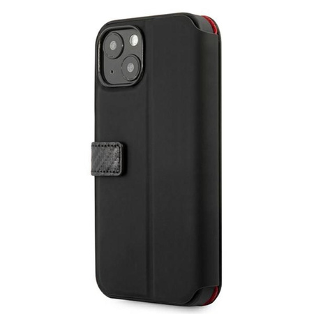 Ferrari Booktype On Track Carbon Stripe - Etui iPhone 13 mini (czarny)