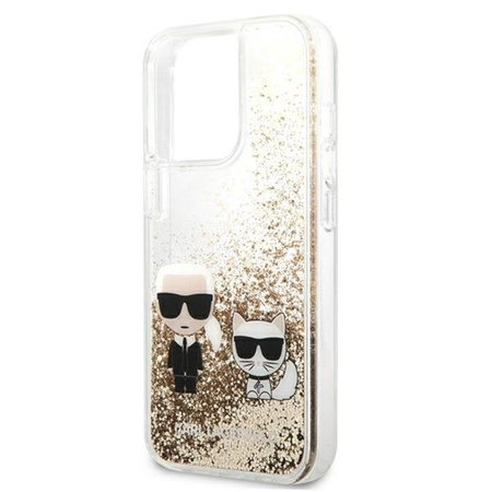 Karl Lagerfeld Liquid Glitter Karl & Choupette - Coque iPhone 13 Pro Max (Or)