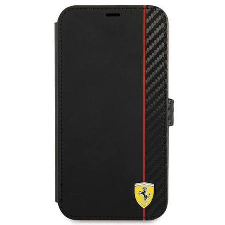 Ferrari Booktype On Track Carbon Stripe - pouzdro pro iPhone 13 mini (černé)
