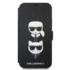 Karl Lagerfeld Booktype Saffiano Karl & Choupette Heads - iPhone 12 / iPhone 12 Pro tok (fekete)
