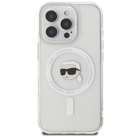 Karl Lagerfeld IML Metal Karl Head MagSafe - pouzdro pro iPhone 16 Pro (bílé)